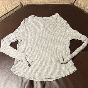 American Eagle Outfitters Light Gray Ribbed Long Sleeve Top